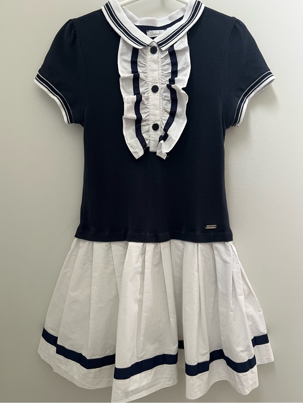 French High End Nautical Style Black & White Kids Casual Dress